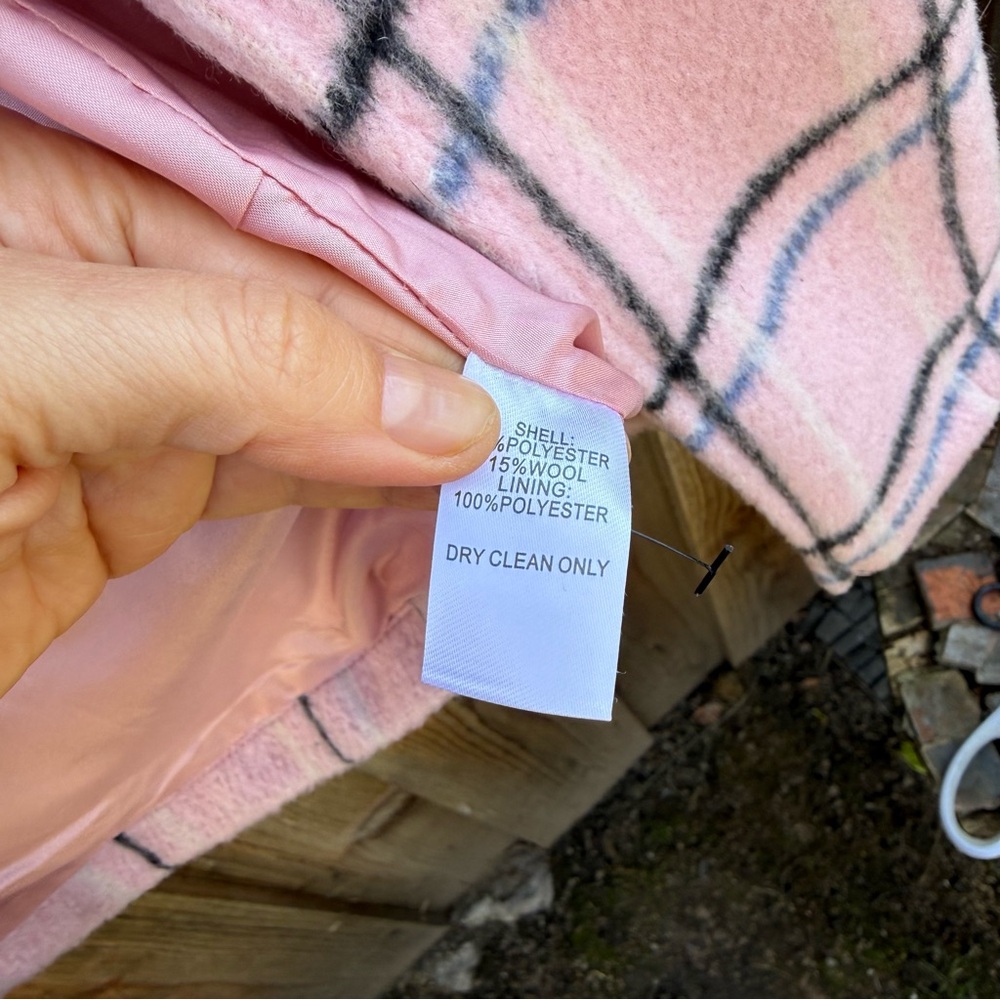 Retro Light Pink and Black Blue Plaid Longline Coat 🌿 - Picture 10 of 10